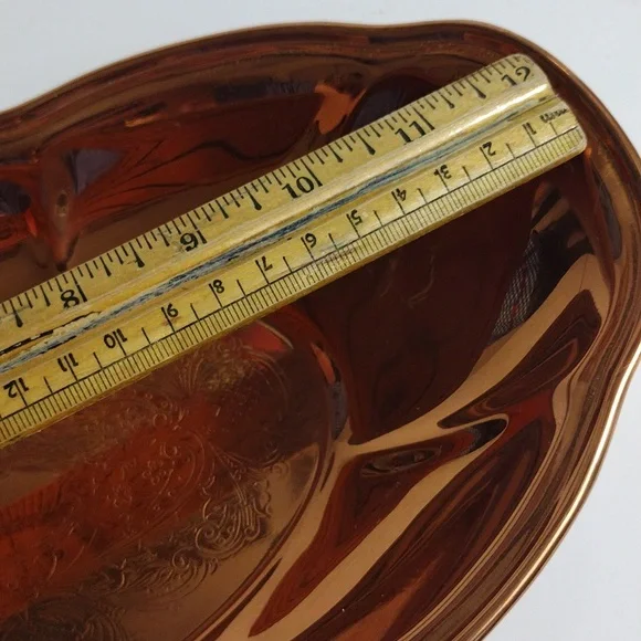 Vintage Copper Etched Tray Platter Bowl - Picture 5 of 9